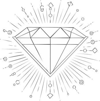 Elegant Diamond Outline with Radiant Burst in a Celestial Design Element vector