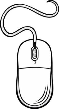 Simple Computer Mouse with Cord Illustration in Black and White for Web Design or Device User Interface vector