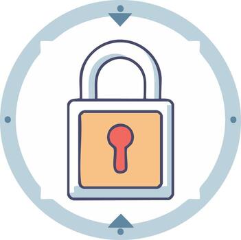 Flat design padlock symbol within a circular arrow icon for privacy and data protection vector