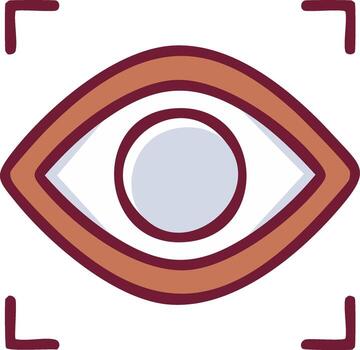 Eye scan icon representing vision or surveillance technology in a minimalist style vector