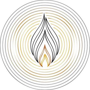Stylized Flame Icon with Radiating Circles, Emblem Design Element, Abstract Fire Illustration vector