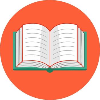 Open Book Icon Illustration of Flat Style Book with Blank Pages on Orange Background vector