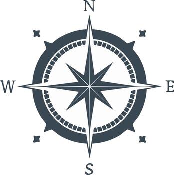 Brújula Rosa icono náutico símbolo dirección guía gráfico navegación instrumento vector