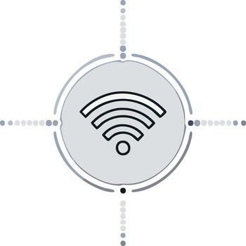 Wifi conexión símbolo, inalámbrico Internet señal icono en circulo con conexión puntos, red antena vector
