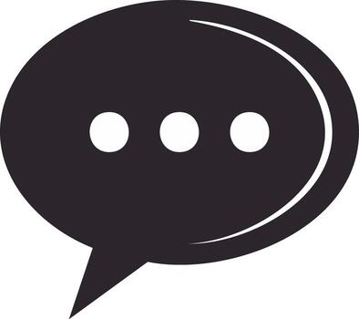 Simple dark speech bubble with ellipsis dots symbol vector