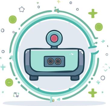 Minimalist security camera icon for digital monitoring and data protection concept vector