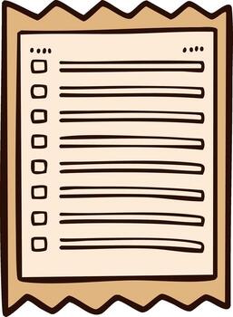 Cute Checklist with check boxes and lines, cartoon illustration of To-Do List note vector