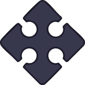 Dark gray abstract shape with four pointed corners and rounded cutouts in the center vector