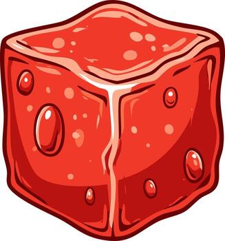 Red Jelly Cube with Bubbles and Glossy Texture vector