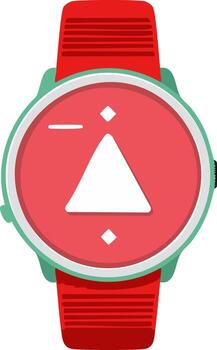 Red smart watch with green bezel and modern geometric display vector