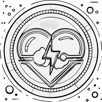 Stylized Heart with Lightning Bolt Symbol in Circular Design Icon vector