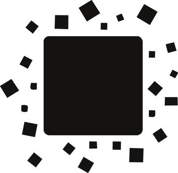 resumen negro cuadrado rodeado por dispersado menor cuadrícula vector