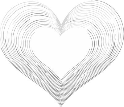 Minimalist heart shape created with flowing gray lines expressing love and emotion abstract design vector