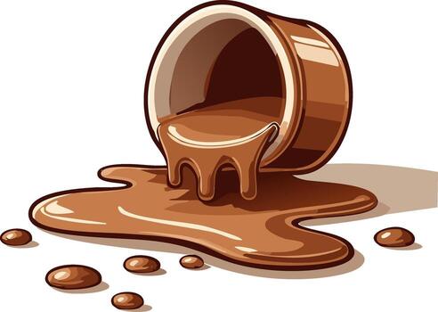 Spilled liquid from an overturned container with drips and splatters vector