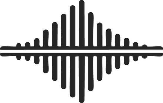 Stylized black audio equalizer graphic with symmetrical sound wave pattern and expanding vertical bars vector