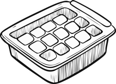 Illustration of an ice cube tray filled with cubes and handle design vector