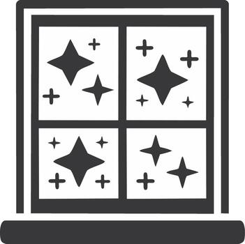 Clean sparkling window panes illustration with starry sparkles and cross shapes vector