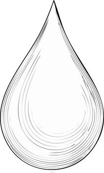Stylized ink sketch of a water drop with flowing lines vector