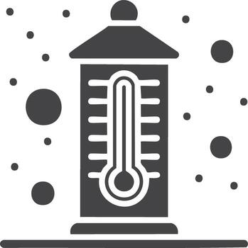 Thermometer with falling snow icon for weather forecasting or temperature measurement vector