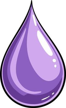 Glossy purple liquid drop with highlight reflections and a pointed top vector