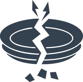 Stack of Plates Shattered by Lightning Abstract Icon Symbol Representation vector
