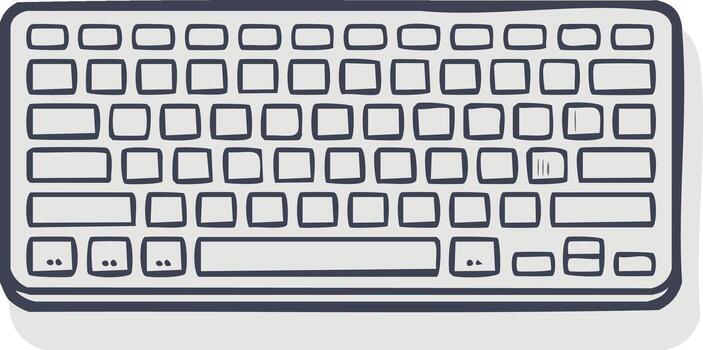 Keyboard illustration design, hand drawn computer input device graphic vector
