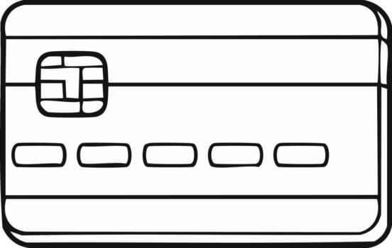 Simplified Line Art of a Credit Card with Chip and Number Sequence vector