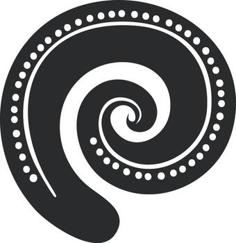 Abstract black and white spiral design with decorative dotted border. Elegant swirling graphic element vector