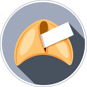 Illustration of a fortune cookie with a message, inside a circular frame vector