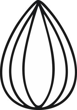 Minimalist almond seed outline icon with abstract parallel lines simple nature food symbol design vector