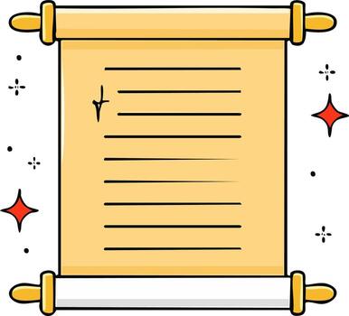 Ancient Scroll with Written Text and Sparkles vector