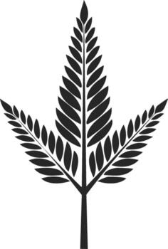 Monochrome Design of Three Branches with Elongated Leaves in Flat Design vector