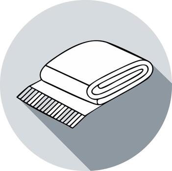 Folded Towel with Fringe Icon Line Art with Long Shadow vector