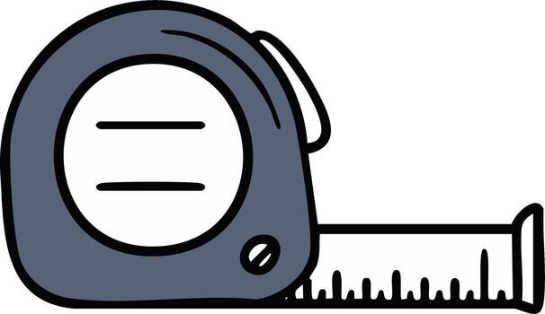 dibujado cinta medida herramienta con extendido cinta y marcas vector