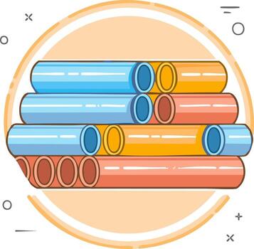 Stack of Colorful Pipes or Cylinders Depicting Network Systems and Creative Industrial Infrastructure vector