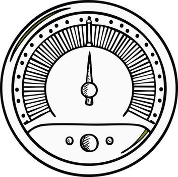 Gauge Meter Sketch Illustration Displaying Information with Circular Scale and Needle vector
