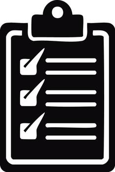 negro y blanco portapapeles icono con un terminado Lista de Verificación o a hacer lista vector