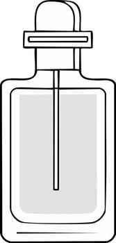 Outline Style Square Bottle with Dropper for Liquids or Essential Oils vector