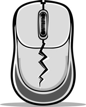 Stylized black and white icon of a computer mouse with a lightning bolt design vector