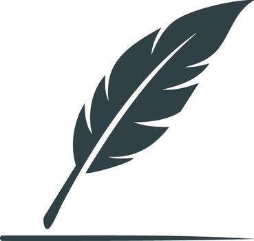 Feather quill writing a line of ink. Artistic and creative element for design vector