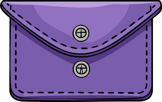 púrpura sobre estilo bolso con cosido bordes y decorativo botones para accesorios y esenciales vector