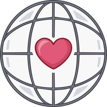 Global Love Icon, Globe with Heart Symbol, Unity and Connection, International Affection, World Bonding Illustration vector