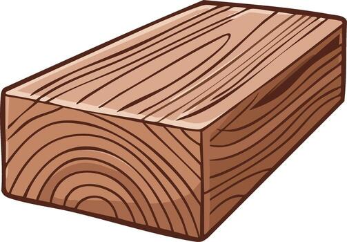 Illustration of a Single Rectangular Wooden Block with Visible Wood Grain vector