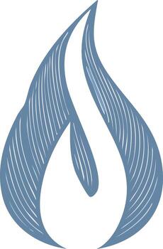 Abstract illustration of a flame in a simple blue design on a white background vector