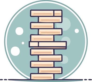 Precariously stacked wooden blocks creating an unstable game tower illustration vector