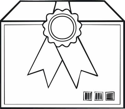 Certificate Document with Ribbon and Seal for Recognition or Completion - Line Art vector