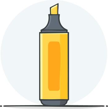 Yellow highlighter marker with a simple drawing style and gray accents vector