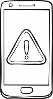 Mobile Phone Displaying Warning Sign Alert on the Screen with Exclamation Mark vector