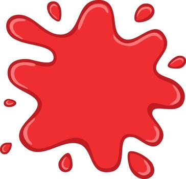 Bright Red Splatter with Droplets Scattered Around Blob for Graphic Designs and Abstract Visualizations vector