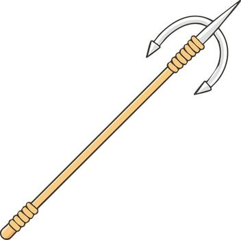 Stylized medieval man catcher polearm weapon with a sharp spike and hooks vector